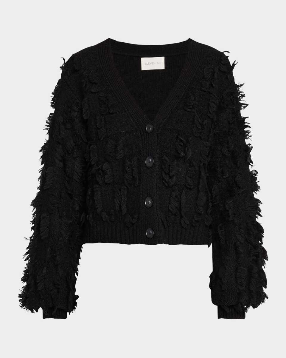 Luella Fringed Button-Down Cardigan